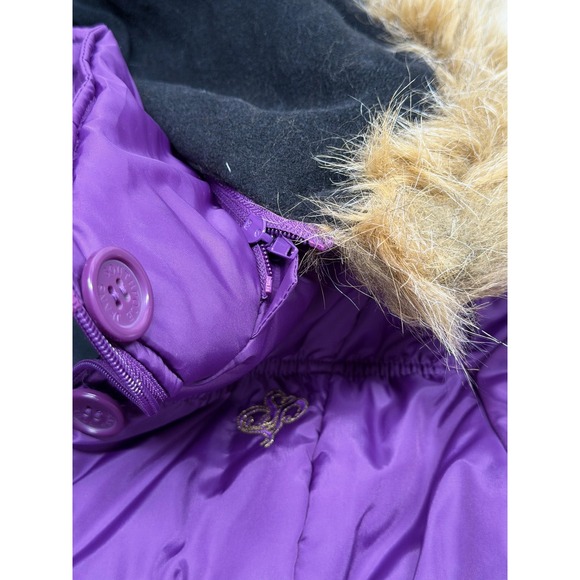 Southpole Jacket Women Medium Purple Hooded Puffer Faux Fur Winter Y2k Quilted - Picture 8 of 15